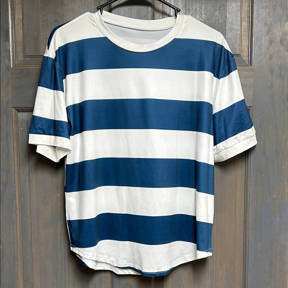 Blue and White Striped Women’s Shirt
